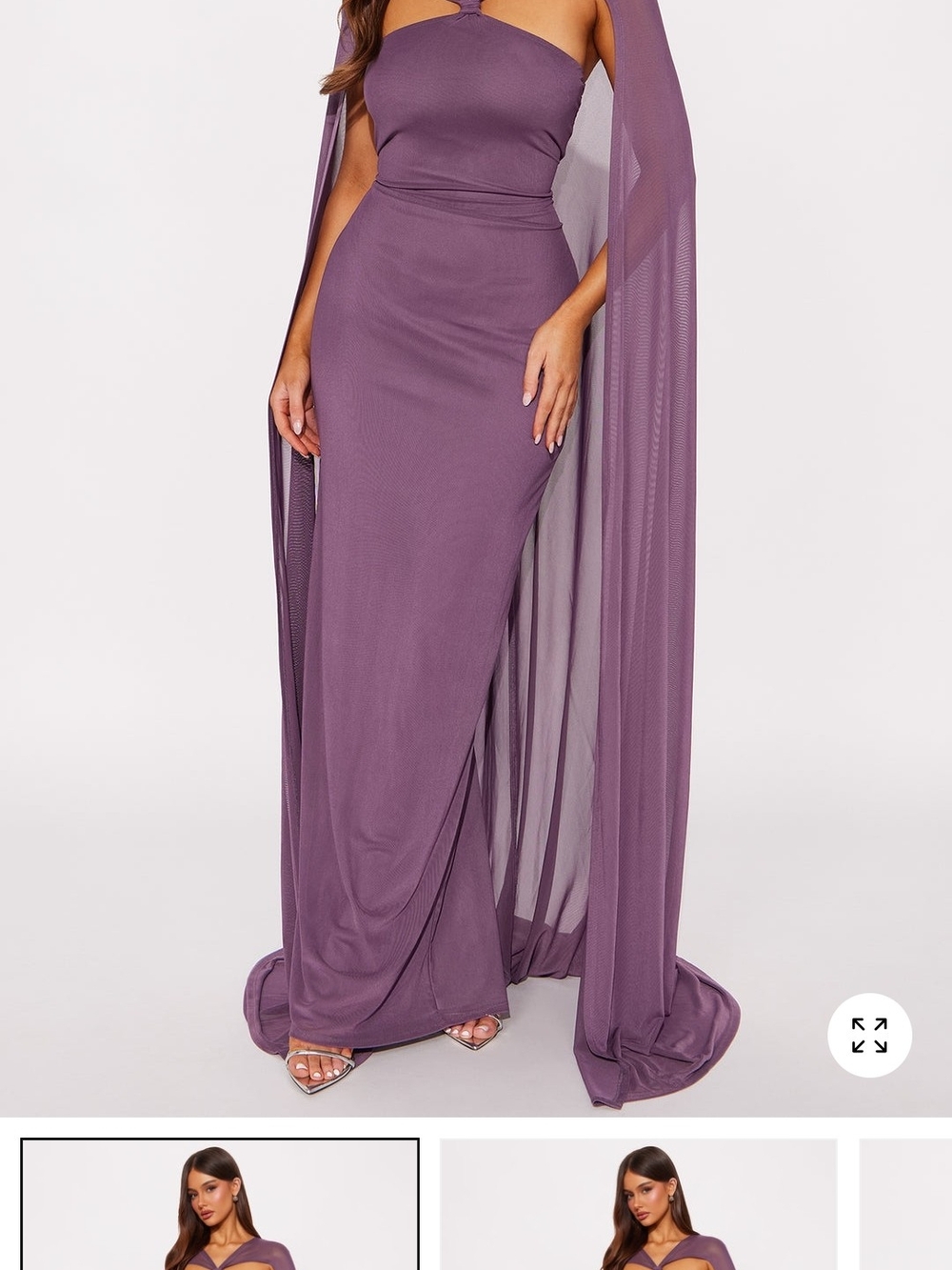 Elegant Purple Draped Maxi Dress for Women - Picture 3 of 5